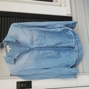 Cloth & Stone Raw Hem Chambray Ombre Button Down Shirt